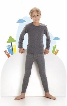 Szary  podkoszulek dziecięcy z długim rękawem - Cornette