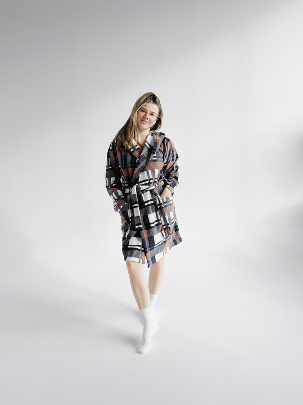 Cieplusi szlafrok z kapturem De Lafense 031 CAMEL