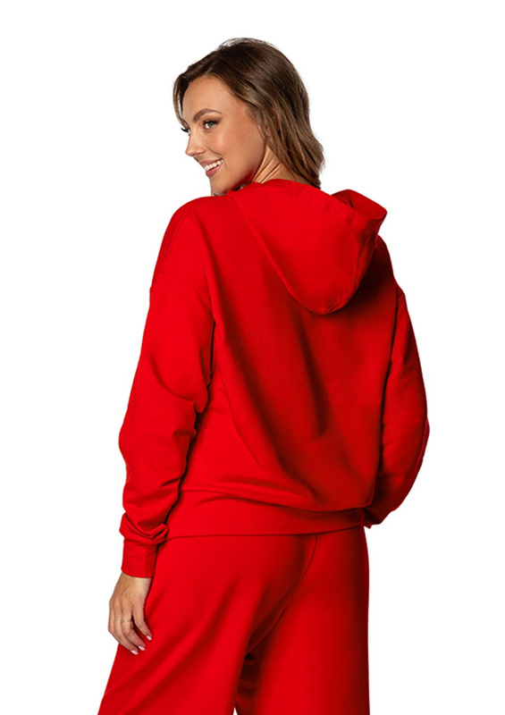 Modna bluza z kapturem DK-K-B8 - niebieski bawełna - Dkaren