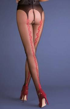 Rajstopy Gabriella Erotica Carmen z wycięciem w kroku i BEŻOWYM szewkiem z tyłu.