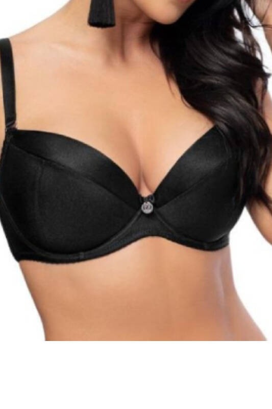 Usztywniany, czarny gładki biustonosz Gorsenia -K156/1 TOSCANA