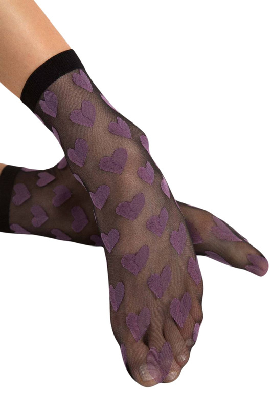 Skarpetki w serduszka Fiore BESO 20 den violet