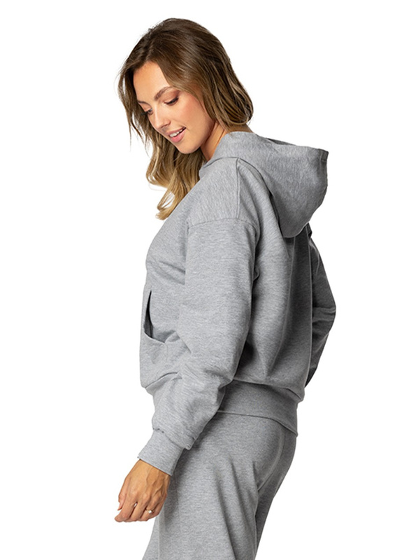 Modna bluza z kapturem DK-K-B8 - biały bawełna - Dkaren