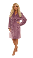 Ciepły szlafrok z kapturem De Lafense 717 SERENA w kolorze jagodowym