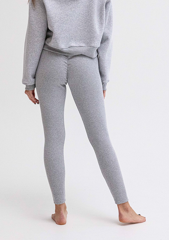 Legginsy DK-K-B13 - szary bawełna prążki - Dkaren