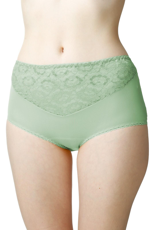 Figi damskie Liza wysoki stan z koronką kol. miętowy - Mewa