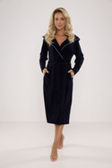 Długi welurowy szlafrok damski z kapturem De Lafense 664 Lydie