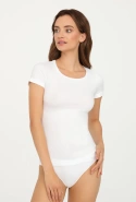 Biała bezszwowa koszulka damska  z  krótkim rękawkiem Gatta