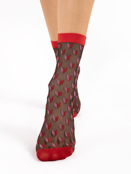 Czarne skarpetki w czerwone wzorki Fiore DIZZY 20 den  red/black