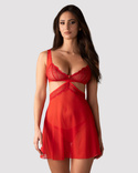 Piękna CZERWONA babydoll w zestawie ze stringami Cupide Desir Obsessive