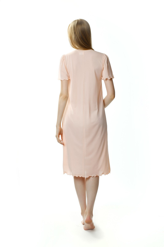 Długa koszula nocna Mewa 4112 z jedwabiu Vistex łososiowy