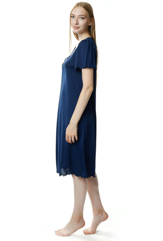 Koszula nocna Doris damska z krótkim rękawkiem 6076 granatowy - Mewa