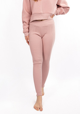 Legginsy DK-K-B13 - puder bawełna prążki - Dkaren