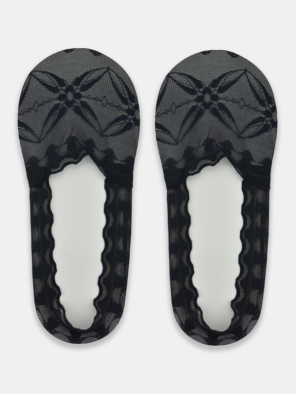 Stopki niskie koronka silikon czarne - Noviti SN047