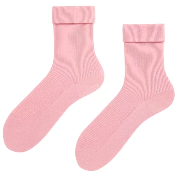 Różowe bezuciskowe skarpetki damskie z wywijanym ściągaczem Wola Perfect Woman