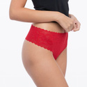 Koronkowe czerwone stringi z wysokim stanem Julimex BELLIE STRING MAXI