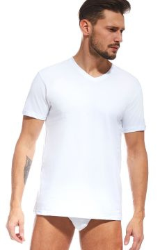 Biała koszulka męska Cornette - 201 w szpic