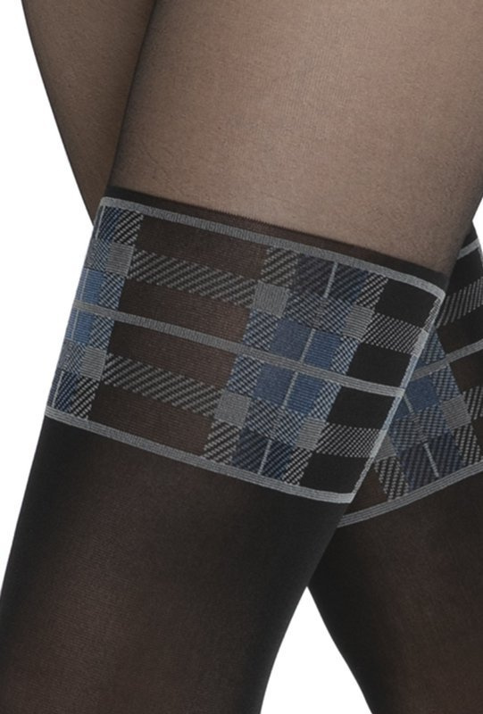 Rajstopy Gatta Girl-Up 37 imitujące wzór pończochy z ozdobnym motywem w kratkę