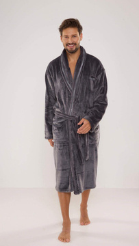 Grafitowy szlafrok męski De Lafense 716 Rafael