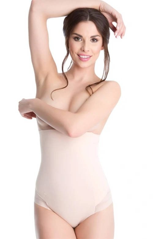 Wysokie, beżowe bezszwowe figi modelujące Julimex 141 Maxi Super High