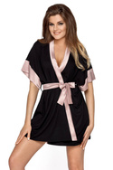 Elegancki szlafrok damski z satynowym wykończeniem Babella SABRINA czarny