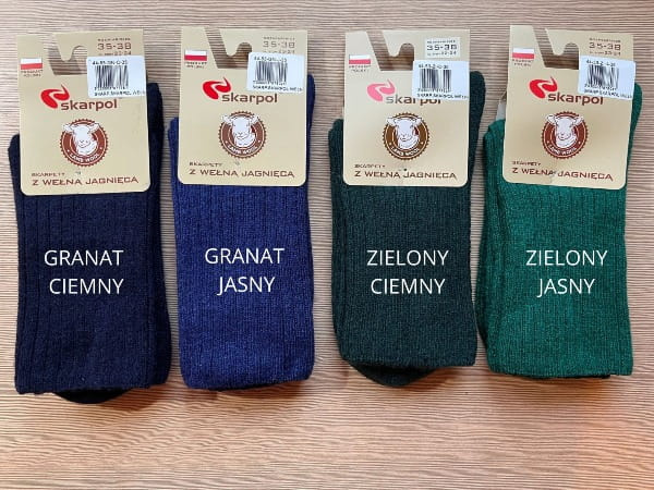 Ekskluzywne skarpetki z wełny jagnięcej Skarpol 53 - jasny granat