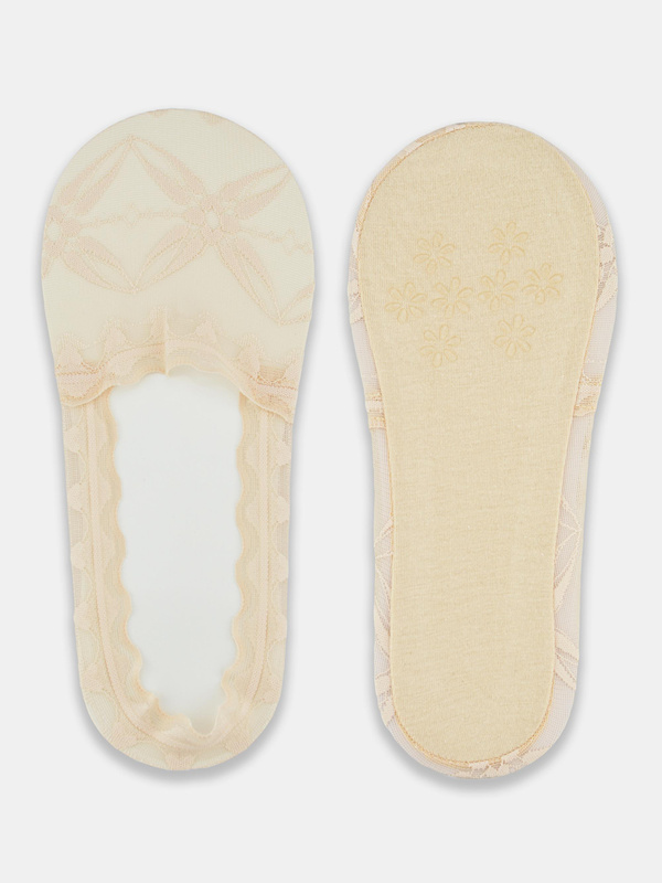 Stopki niskie koronka silikon beżowe - Noviti SN047