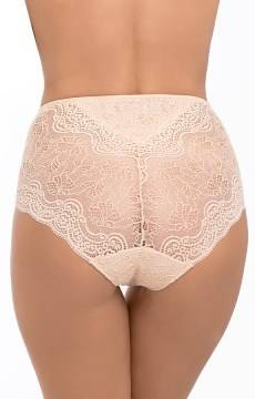 Beżowe wysokie  figi damskie Babell 2009 z pięknym koronkowym tyłem