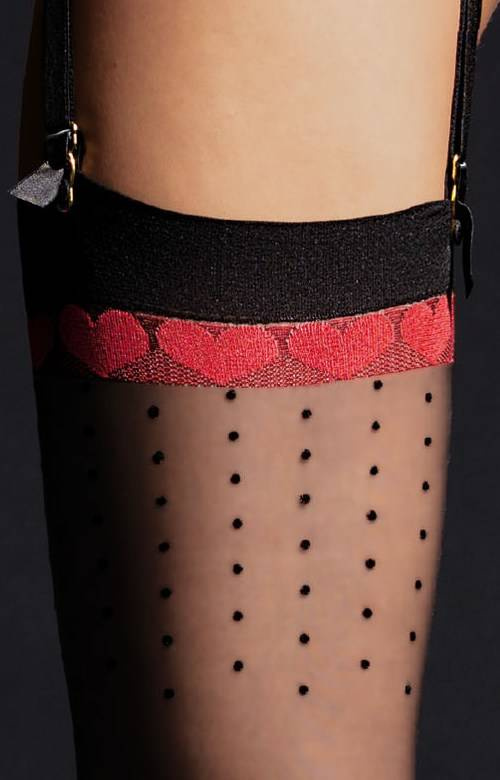 Pończochy do paska Fiore LOVELY kropki serduszka