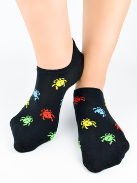 Granatowe męskie stopki ze wzorem w chrząszcze Noviti ST002 M06