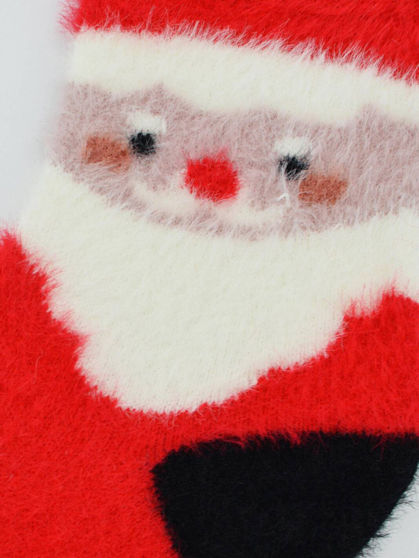 Skarpety puchate dams XMAS Mikołaj czerwone - Noviti