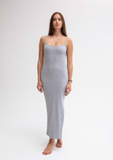Dopasowana sukienka DK-K-P7 - szary bawełna prążki - Dkaren