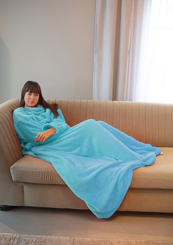 Koc z rękawami - puch granat - Dkaren