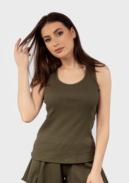 Bokserka DK-K-P2 - khaki bawełna prążki  - Dkaren