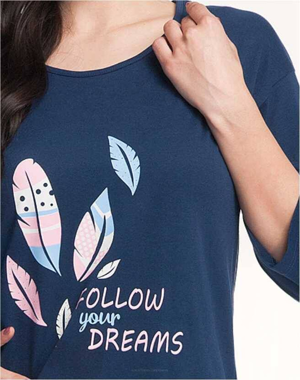 Bawełniana koszula nocna oversize z rękawem 3/4 Luna 12 OSTATNIE SZTUKI