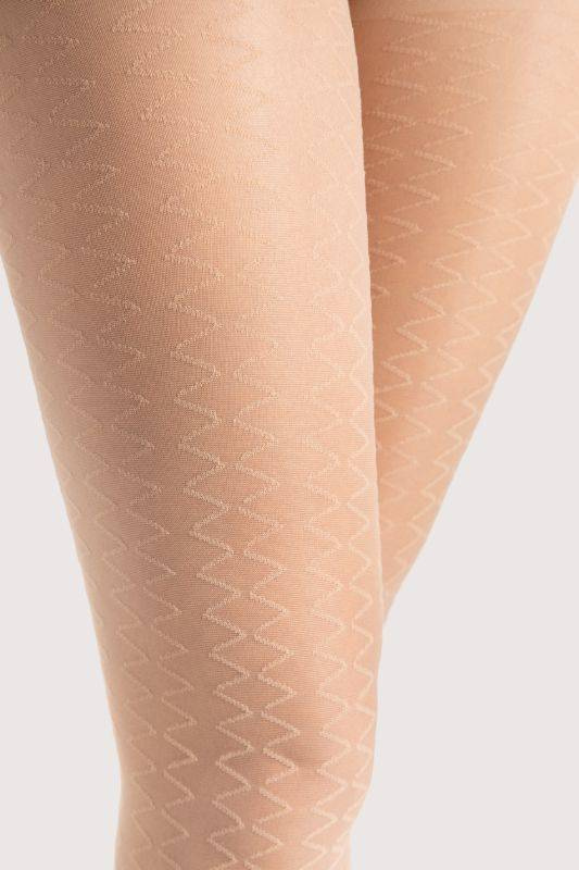 Beżowe rajstopy Fiore STEP UP w geometryczny wzór 15 DEN nude