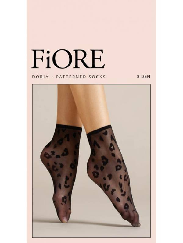 Czarne skarpetki rajstopowe wzór w cętki DORIA 8DEN