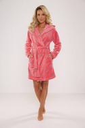 Różowy szlafrok z kapturem De Lafense 546 Melanie w kokardki 