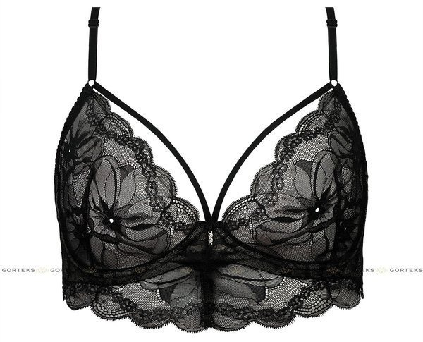 Koronkowy, miękki biustonosz Gorteks Charlize/B2 z paseczkami i ozdobnym tyłem