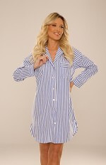 Bawełniana rozpinana koszula z długim rękawem De Lafense 844 Taylor w niebieskiej tonacji