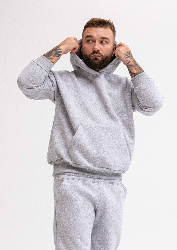 Sportowa bluza męska z kapturem DK-K-B14 męska - czarny bawełna gruba - Dkaren