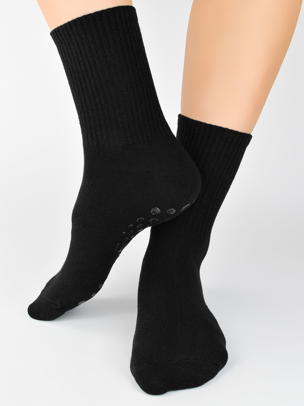 Czarne antypoślizgowe skarpety ABS z silikonem - Noviti SB130