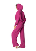 Komplet sportowy bluza z kapturem i "kangurką" oraz szerokie spodnie Dk-k-b8 - fuksja bawełna - Dkaren