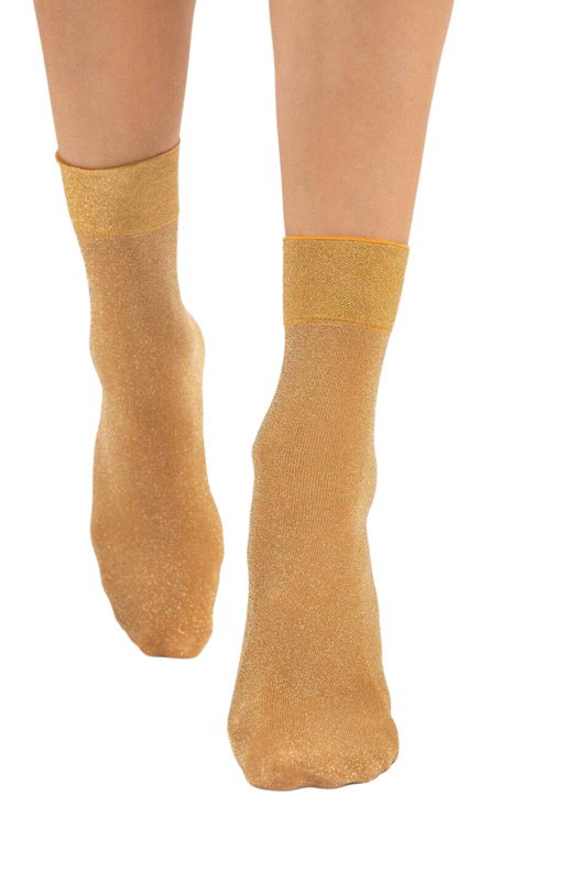 Złote skarpetki z lureksowym połyskiem Fiore BRILLO 60 den