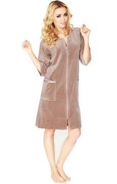 Beżowa podomka Wanmar na zamek, rękaw 3/4