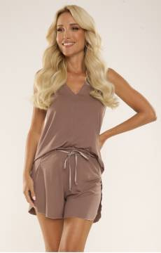 Letnia luźna piżama damska z krótkimi spodenkami De Lafense 706 Lana