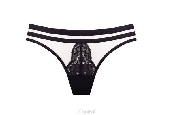 Eleganckie stringi Unikat BEATRICE czarny beż