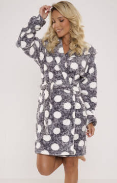 Cieplutki szlafrok damski De Lafense 323 / grochy