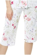 Jedwabne wzorzyste spodnie 3/4 Mewa Flores 6535