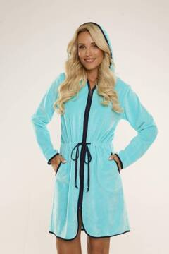 Welurowy szlafrok damski z kapturem  De Lafense - 313 / Desiree